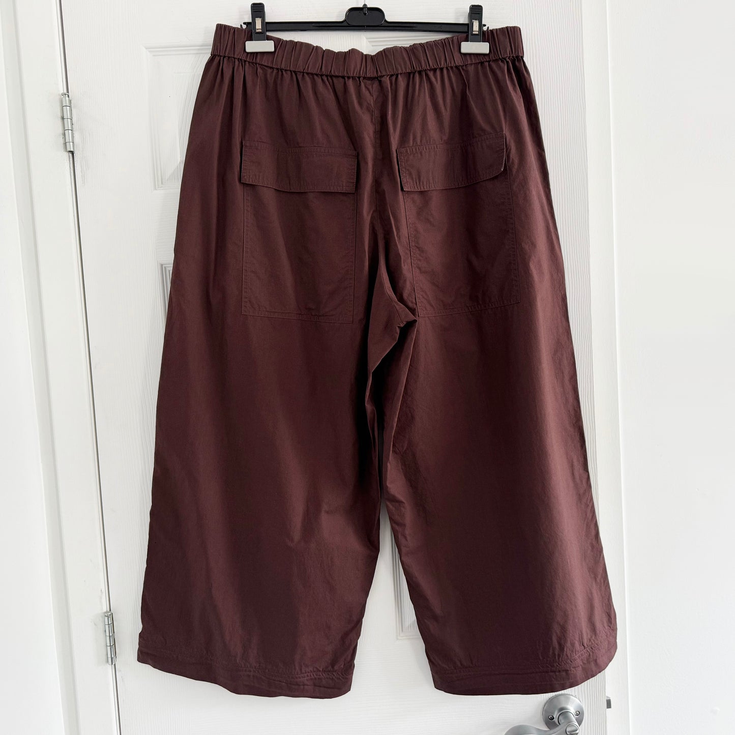 Tibi Brown Cotton Cargo Crop Pant, size XL
