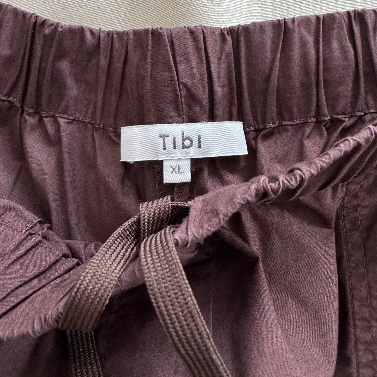 Tibi Brown Cotton Cargo Crop Pant, size XL