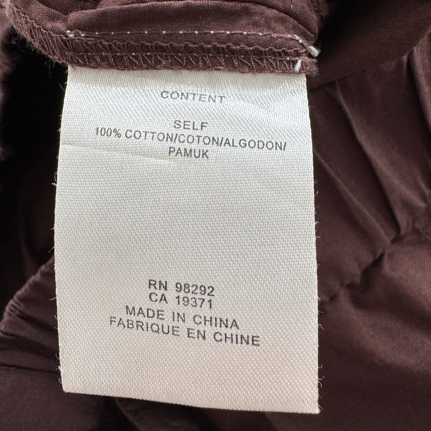 Tibi Brown Cotton Cargo Crop Pant, size XL