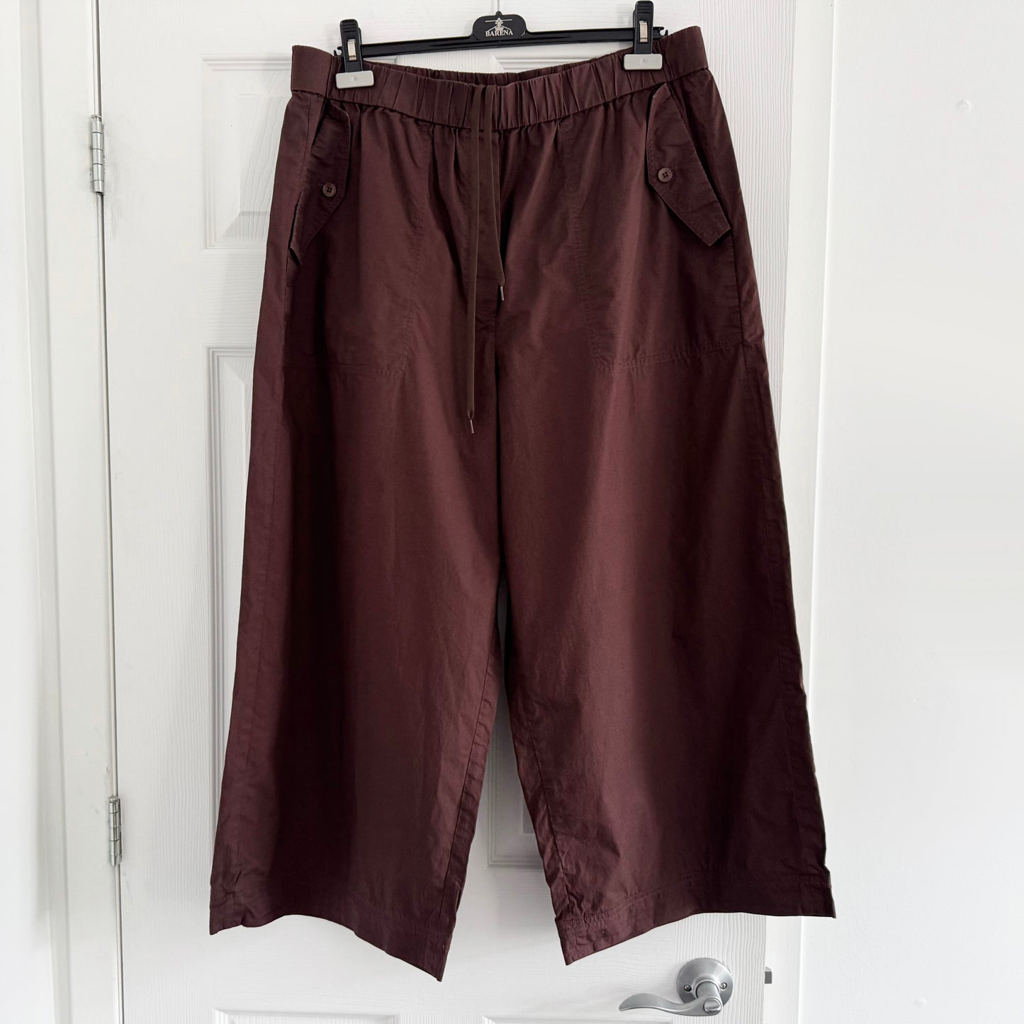 Tibi Brown Cotton Cargo Crop Pant, size XL