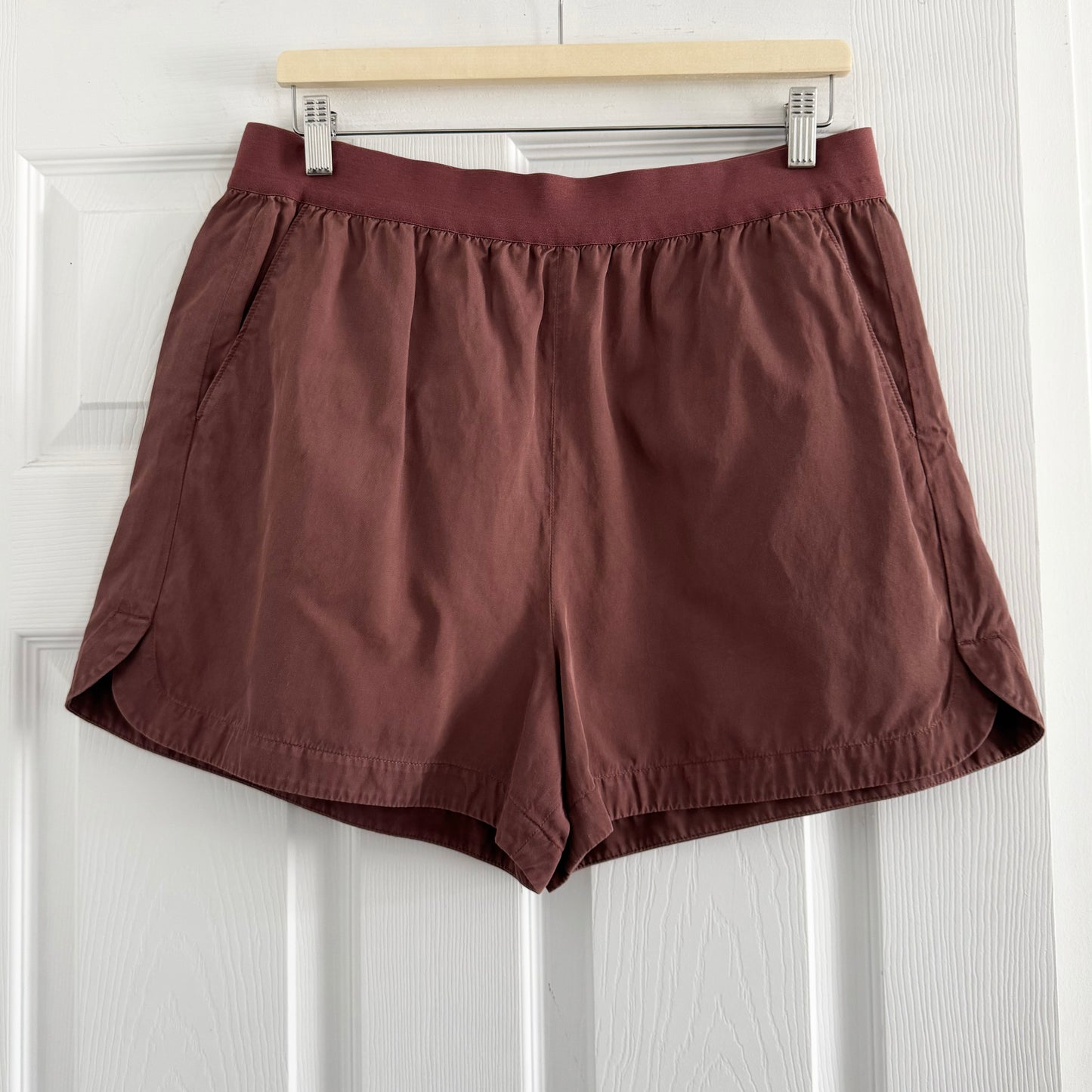 Tibi Drapey Suiting Pull On Shorts in "Cinnamon", size Large