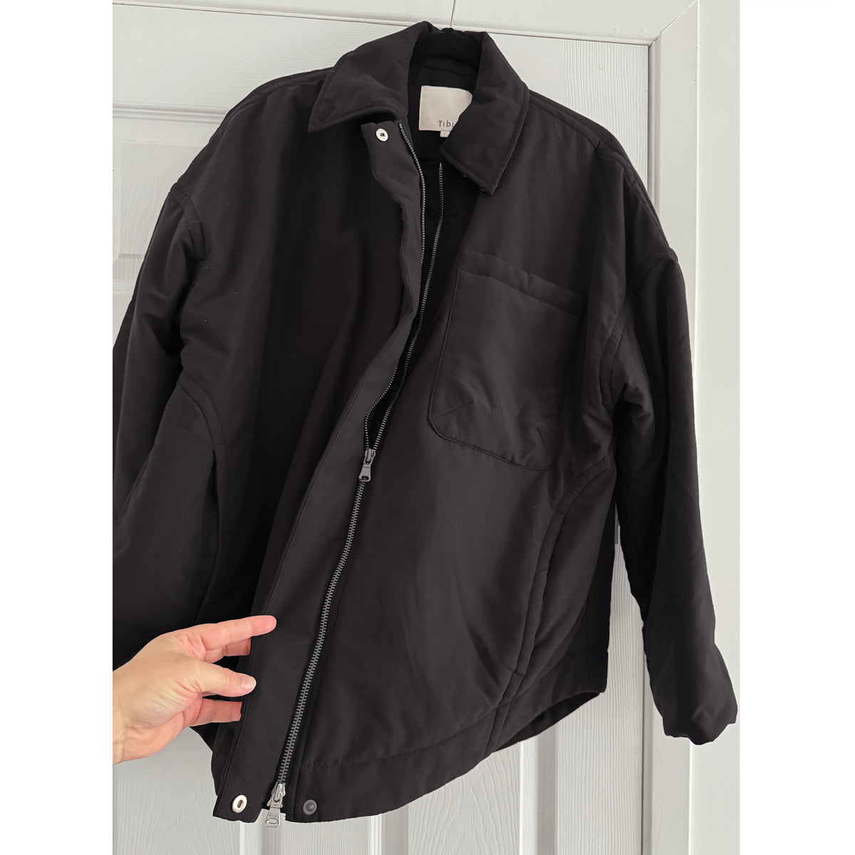 Tibi Clyde Padding Shirt Jacket in Black, size Small