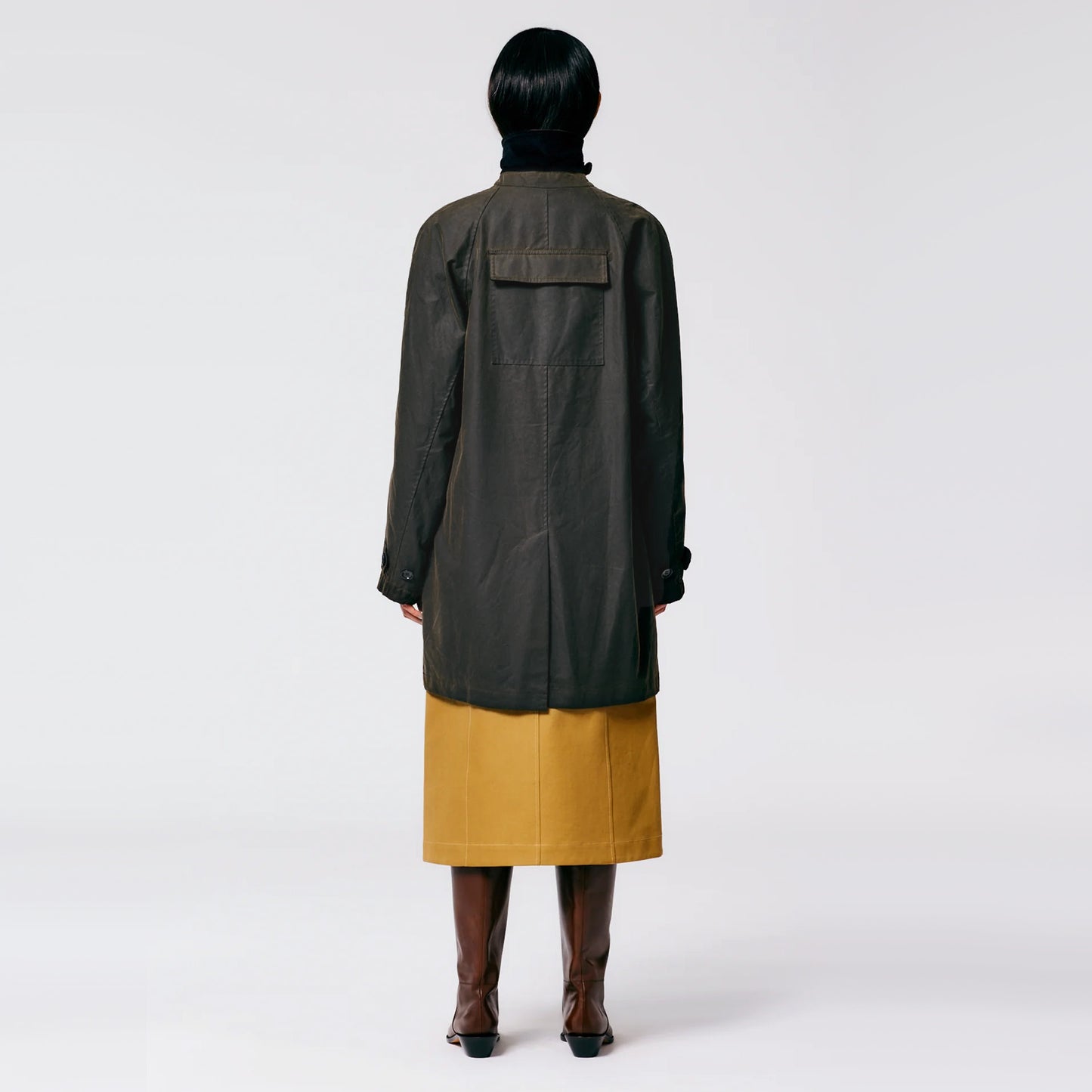 Tibi Waxed Cotton Car Coat in Olive, Size Small (fits S/M)