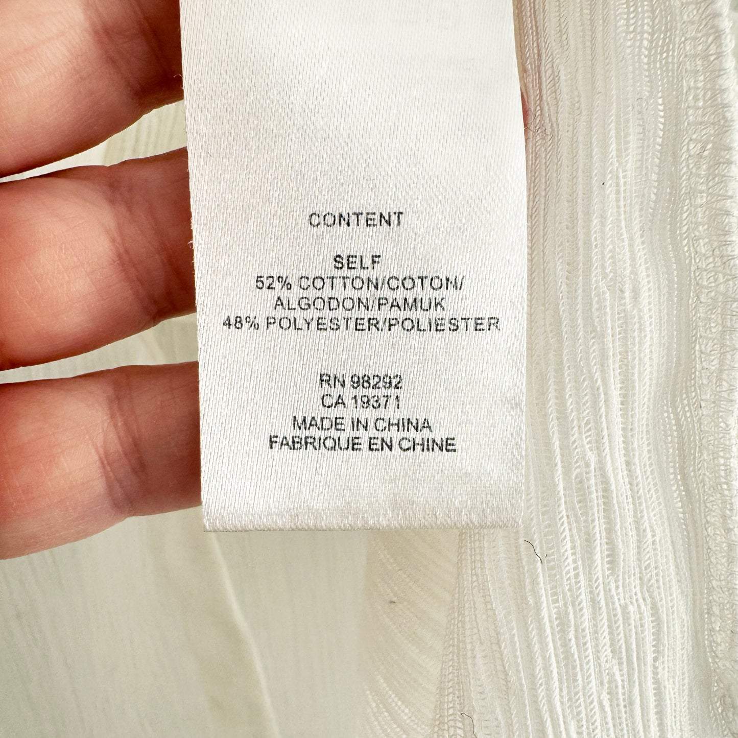 Tibi Crinkle Gauze Long Sleeve Shirt in White, size 14