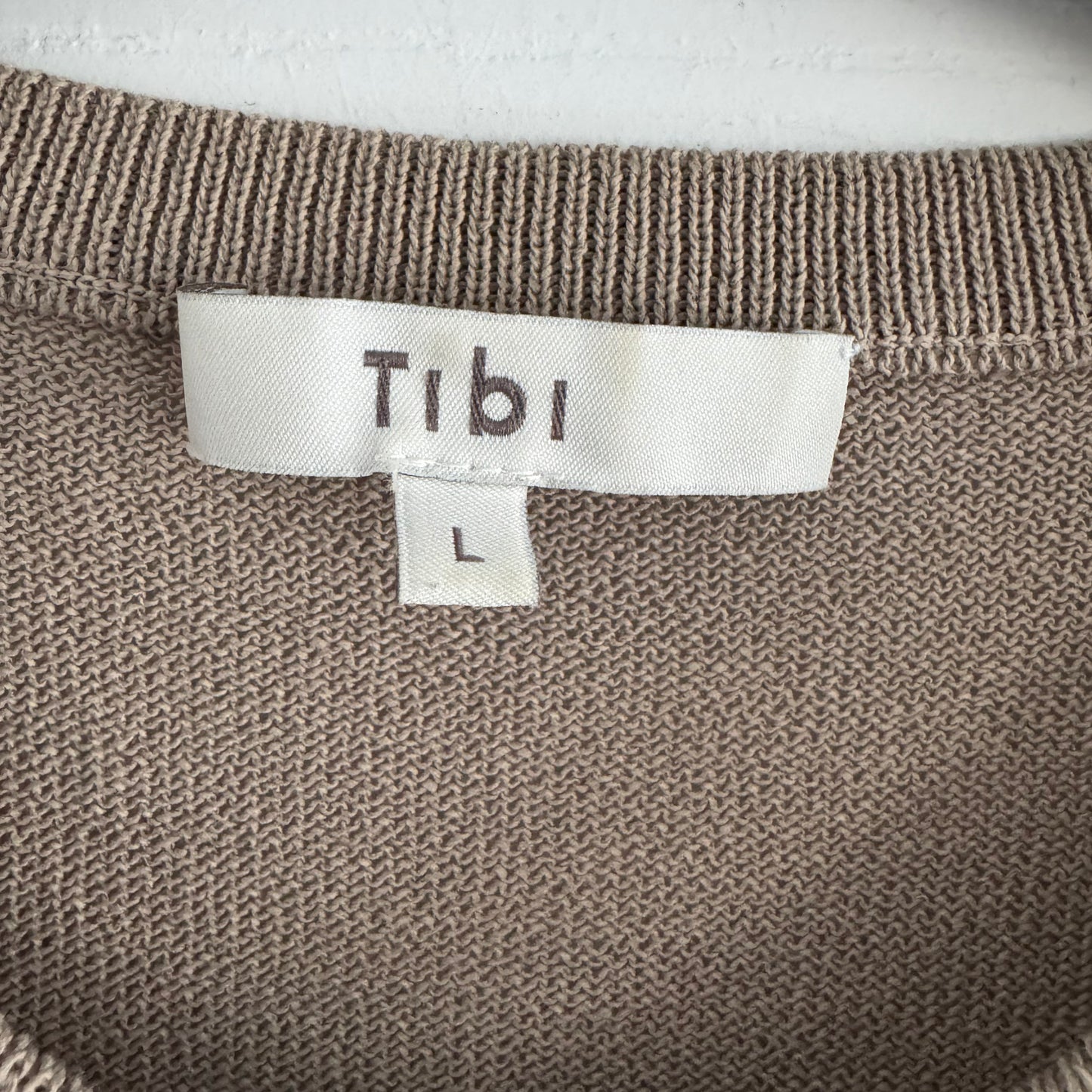 Tibi "Crispy Sweater" Shrunken Cardigan in "Dark Stone", size Large (fits Medium)