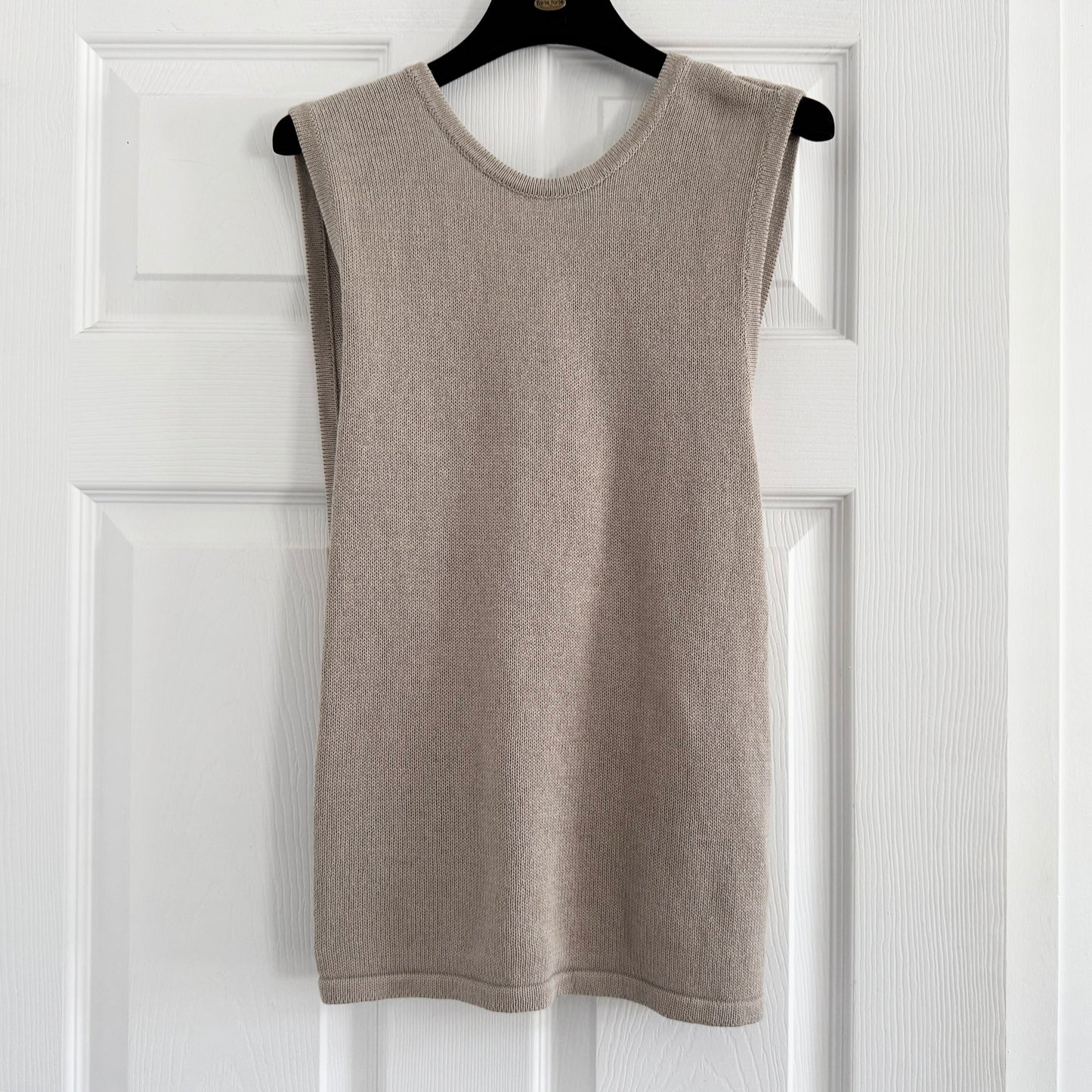 Tibi Criss Cross Sleeveless Cotton Knit in Light Stone, size Medium
