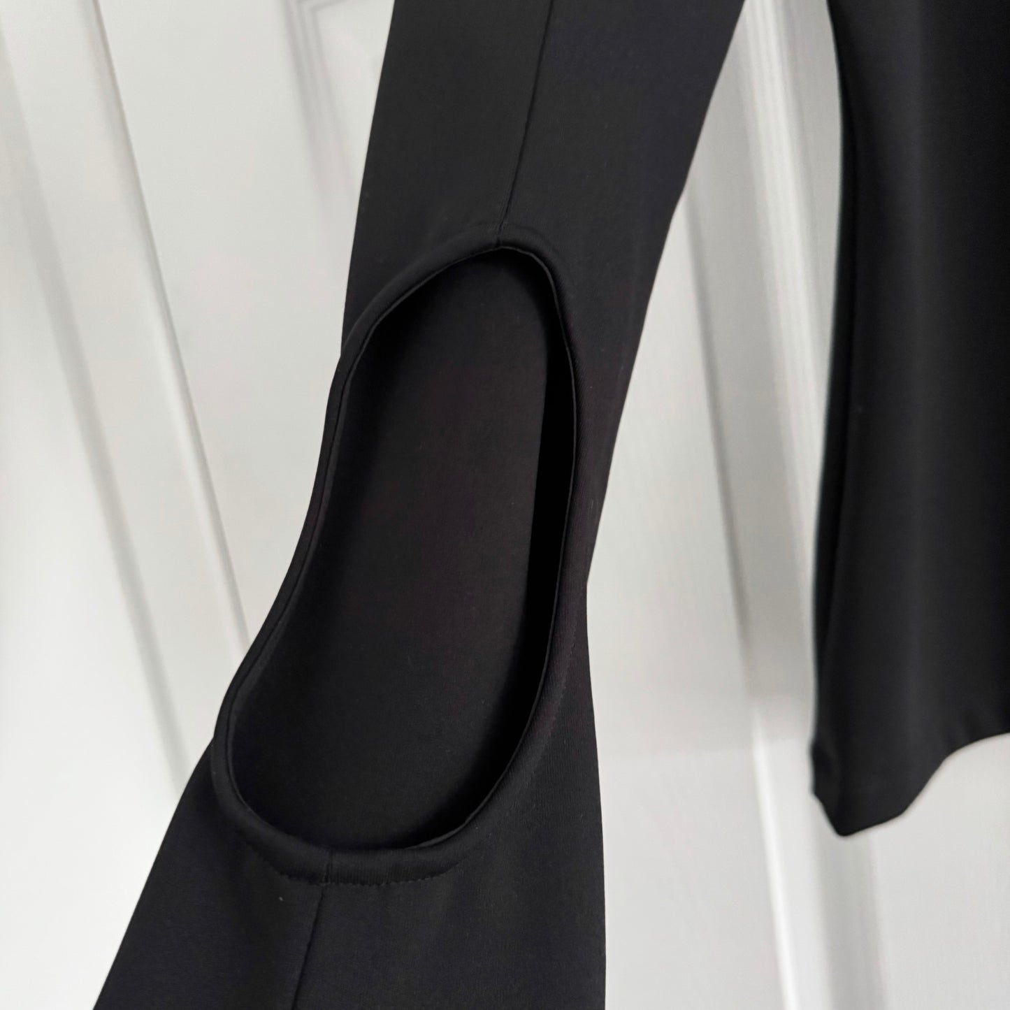 Tibi Compact Ultra Stretch Half Moon Cutout Sleeve Top in Black, size 8