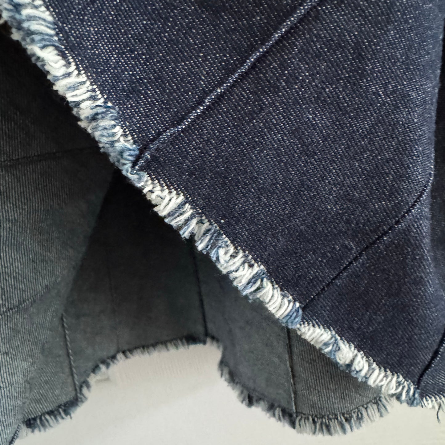 Tibi Brushed Denim Pintucked Skirt in Indigo, size 14