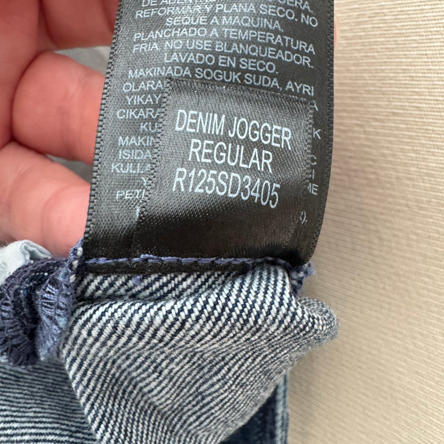 Tibi Zippered Denim Jogger in Classic Blue, size 28