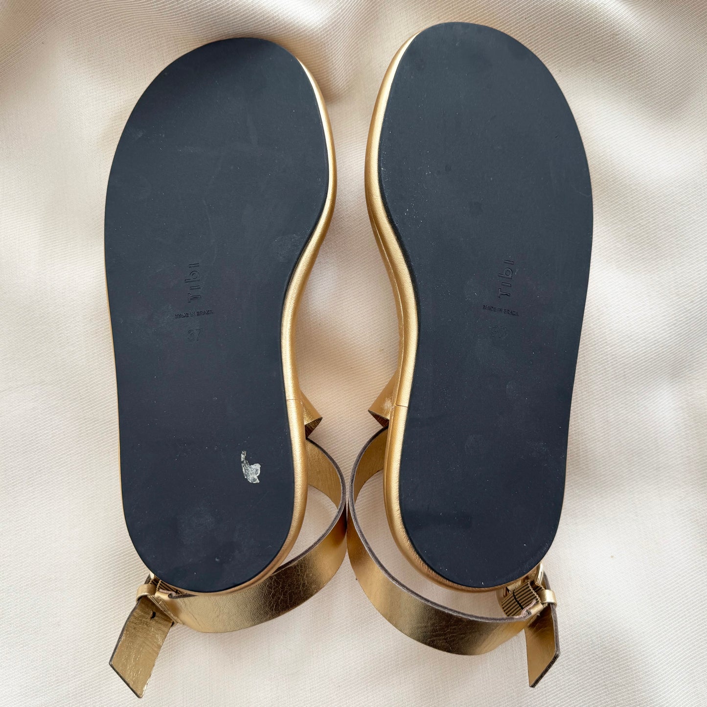 Tibi "Dwayne" Sandal in Gold, size 37