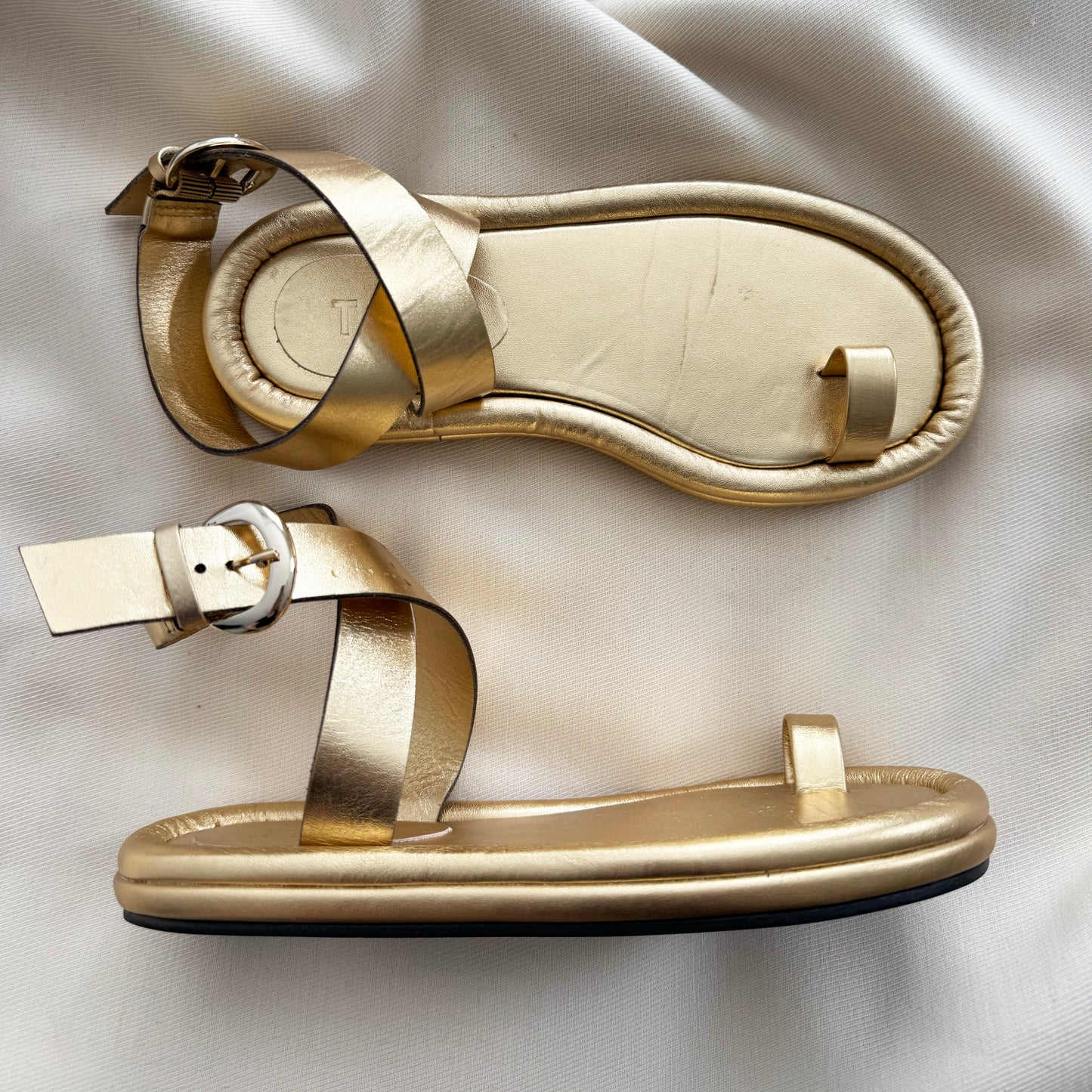 Tibi "Dwayne" Sandal in Gold, size 37