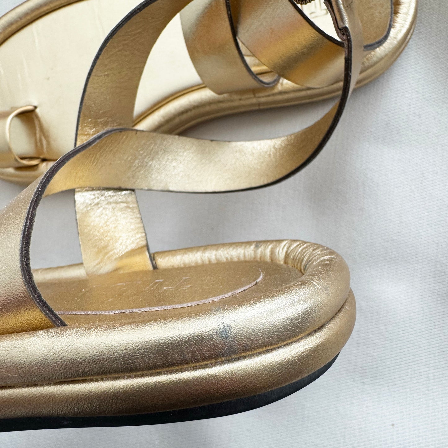 Tibi "Dwayne" Sandal in Gold, size 37