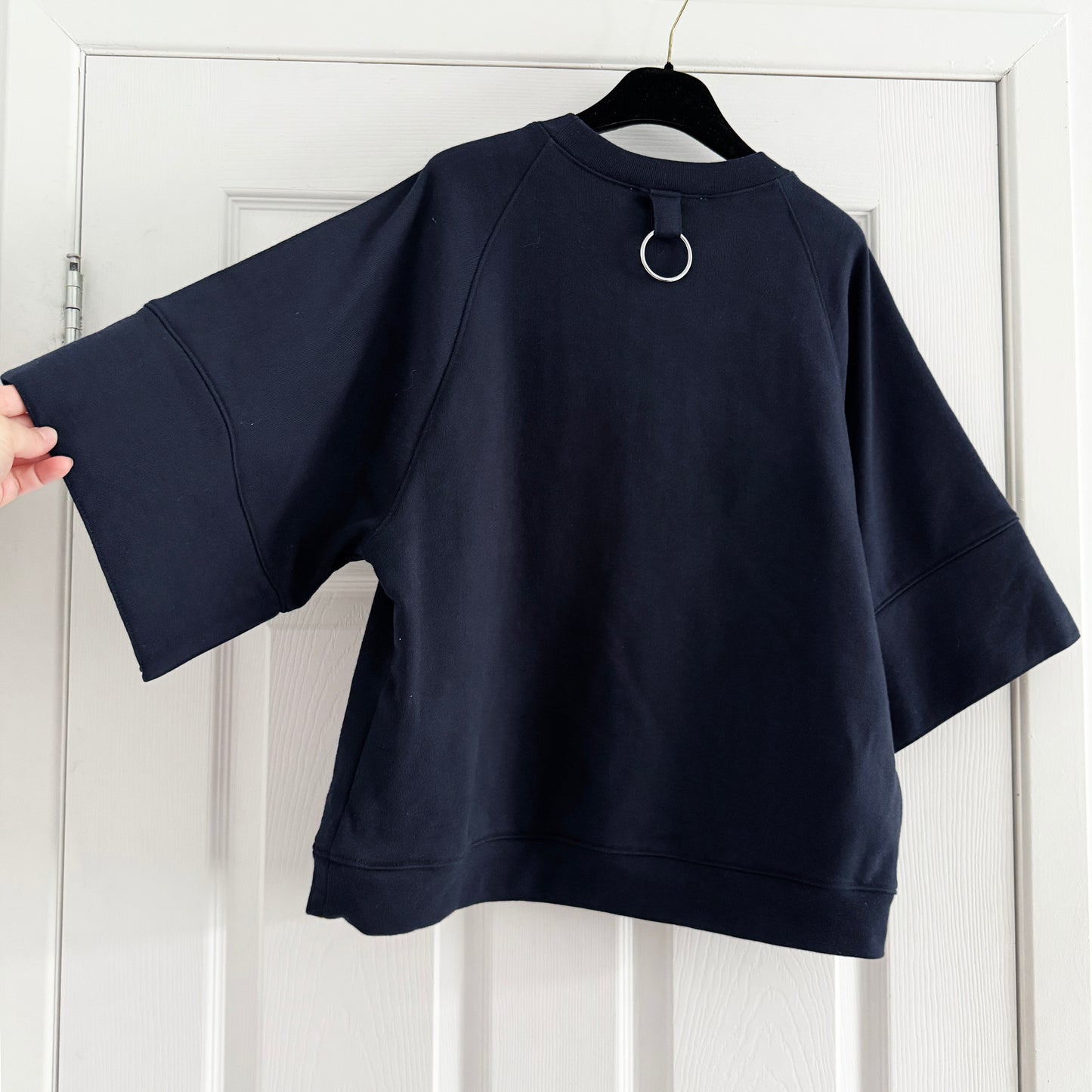 Tibi Crewneck "Easy" Sweatshirt in Navy, size Small