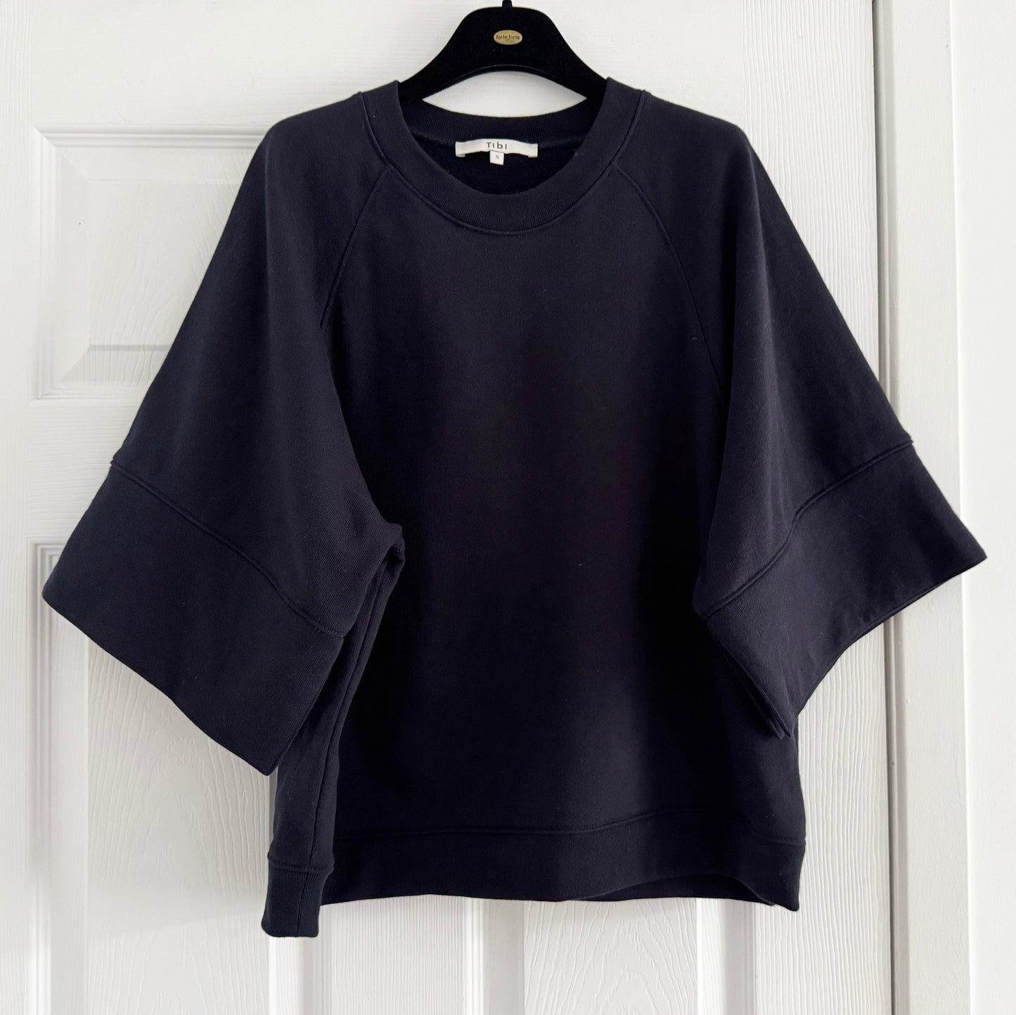 Tibi Crewneck "Easy" Sweatshirt in Navy, size Small
