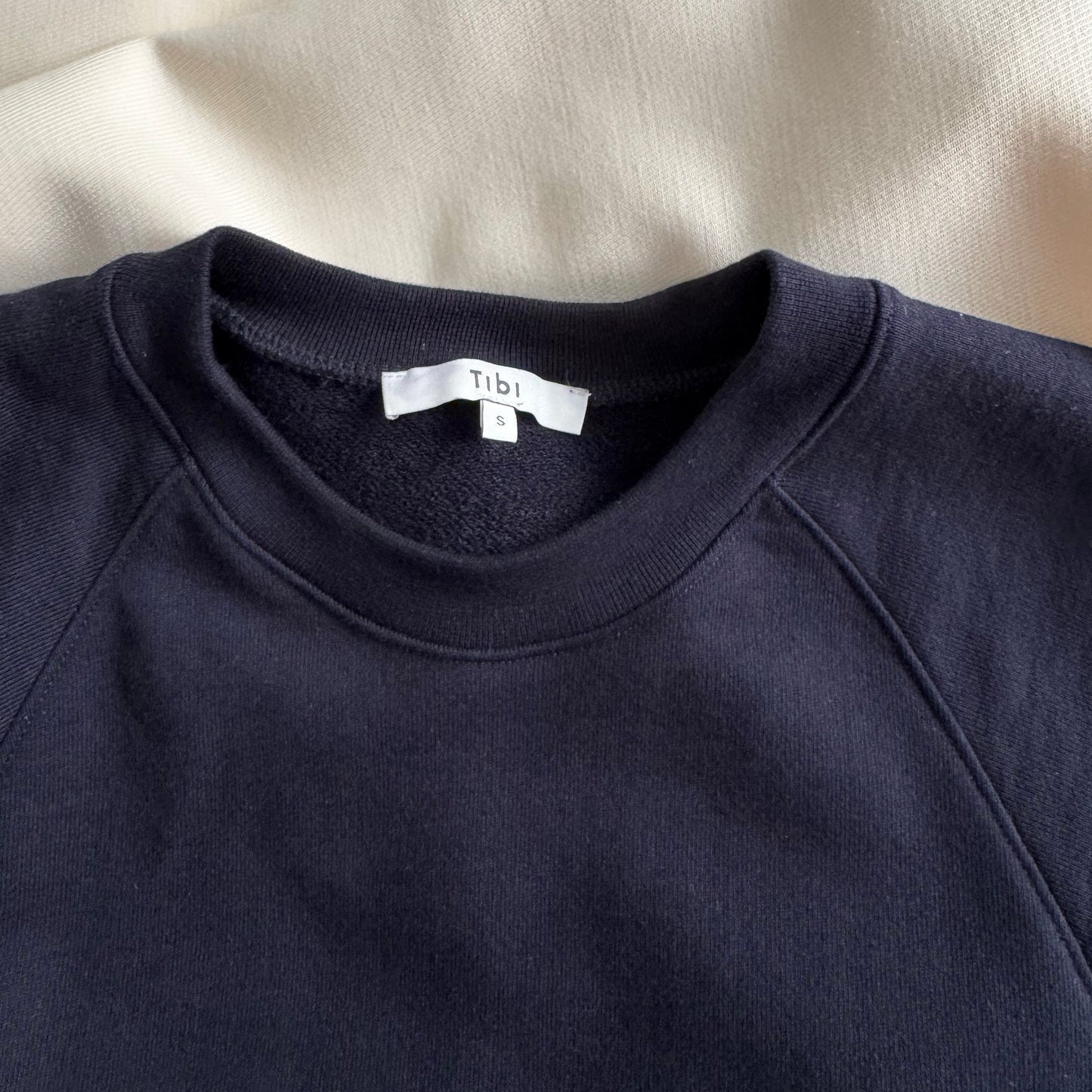 Tibi Crewneck "Easy" Sweatshirt in Navy, size Small