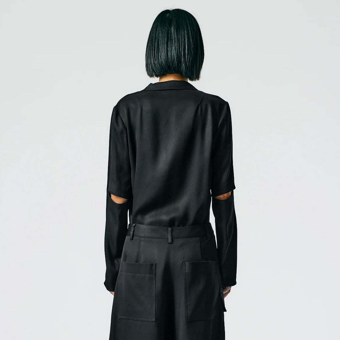 Tibi Eco Acetate Viscose Shirt Jacket in Black, size 6