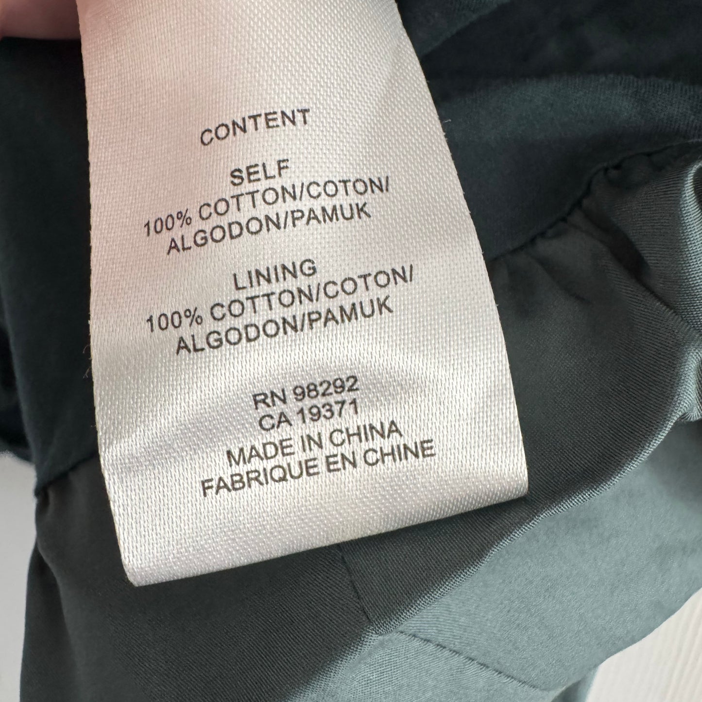 Tibi Eco Poplin Deep V Sculpted Top in "Phthlao Green", size 2