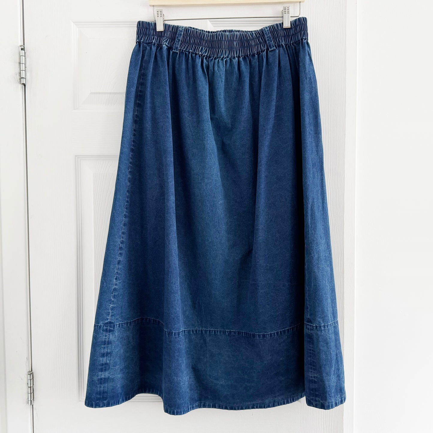 Tibi Tencel Cotton Pull-On Skirt in Denim Blue, size XL