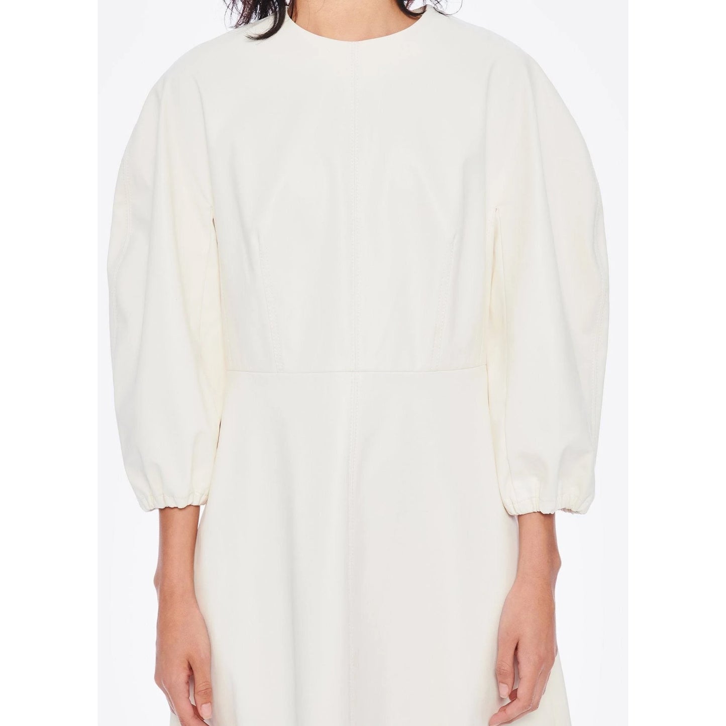 Tibi Faux-leather Structured Mini Dress in Ivory, size 2