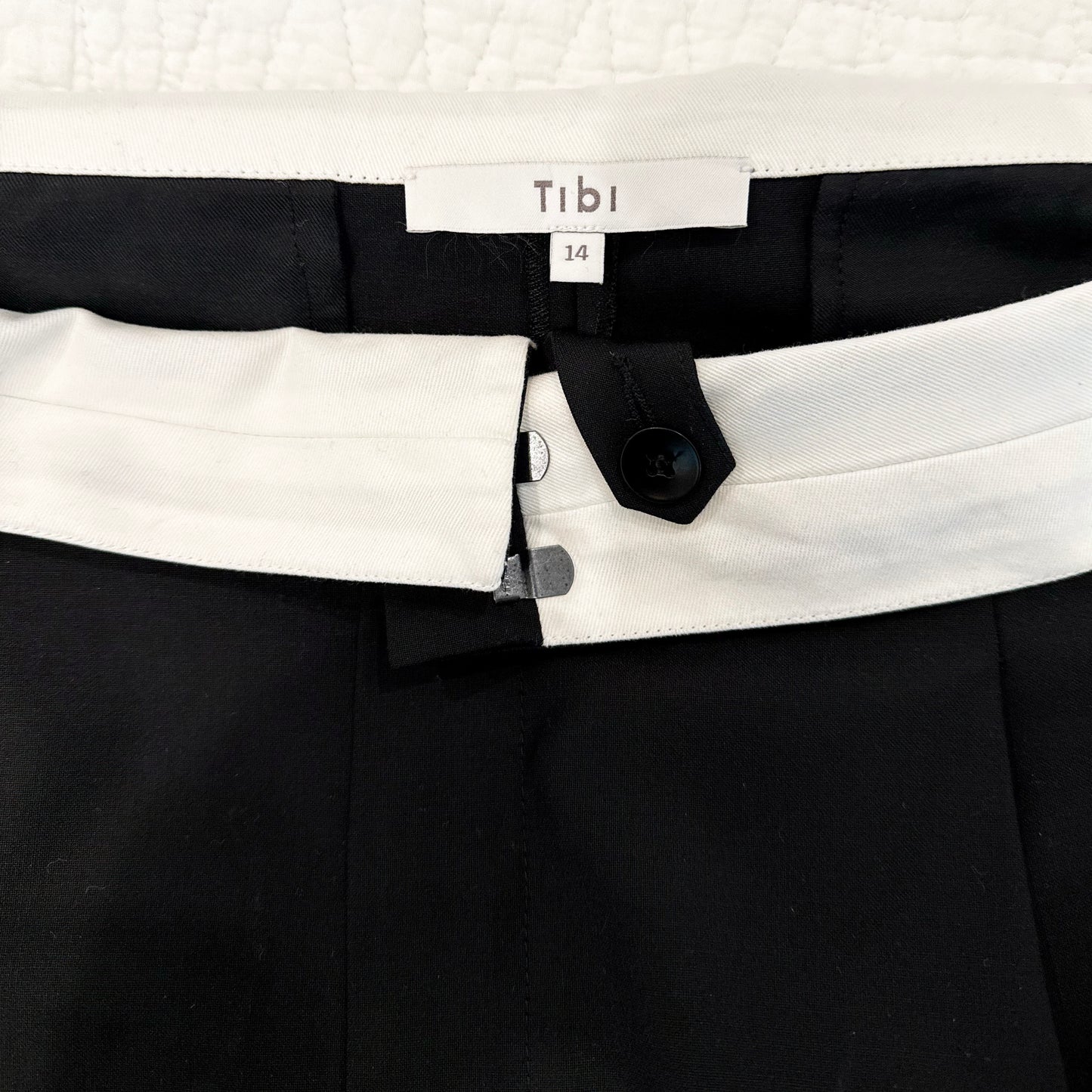 Tibi Foldover Waistband Pants in Black, size 14