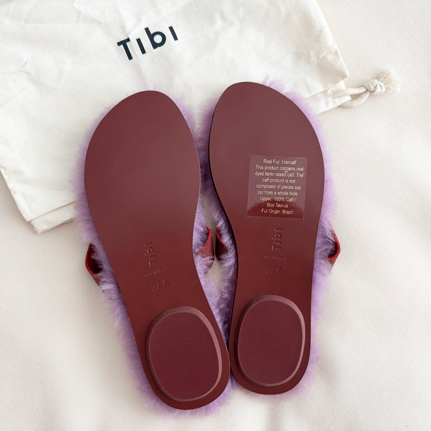 Tibi "Bryan" Fur Flip Flops, size 37.5