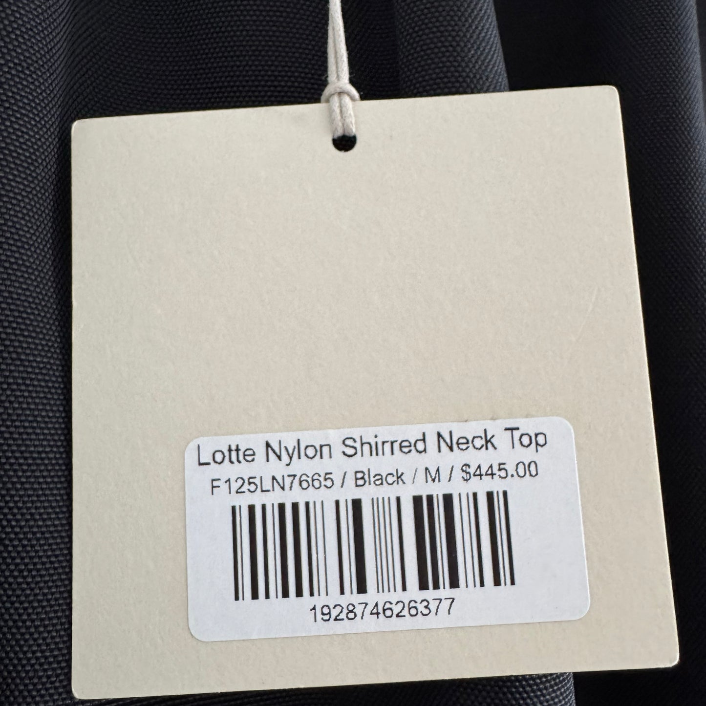 Tibi Nylon Shirred Neck Top in Black, size Medium