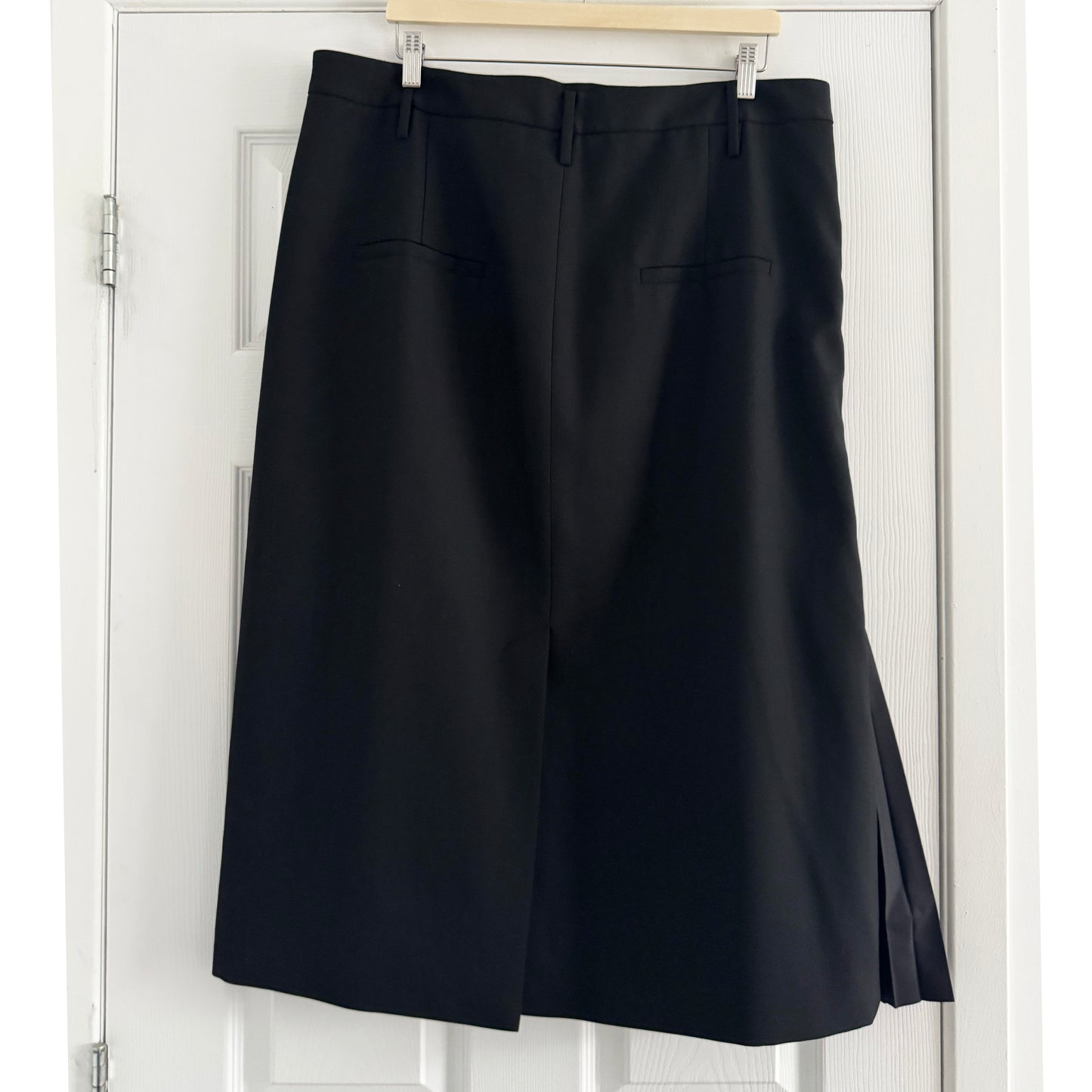 Tibi Grain De Poudre Trouser Skirt With Pleat Panel in Black, size 14