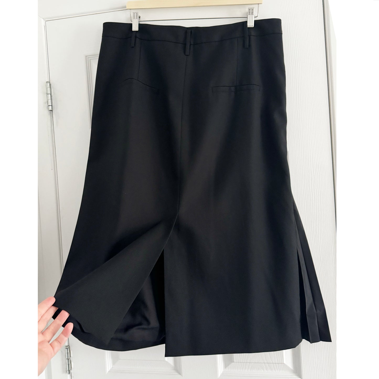 Tibi Grain De Poudre Trouser Skirt With Pleat Panel in Black, size 14