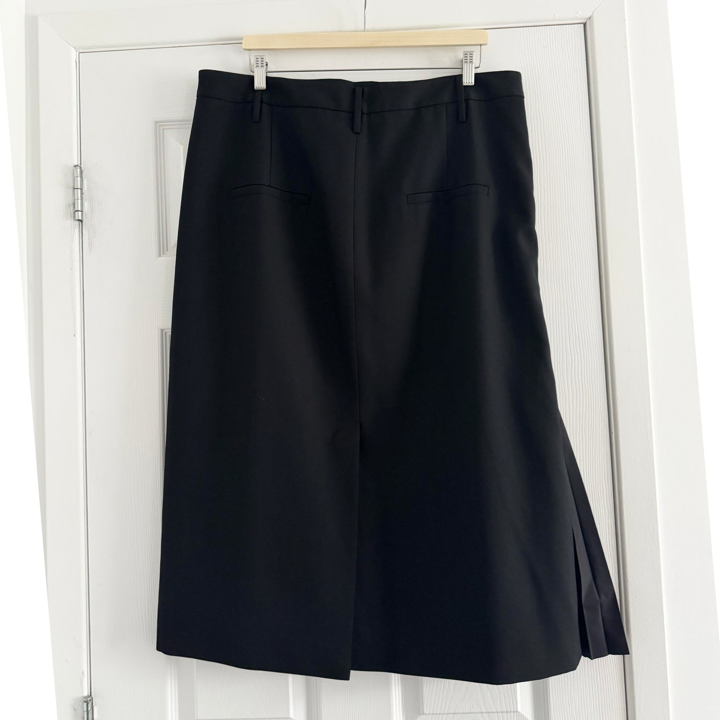 Tibi Grain De Poudre Trouser Skirt With Pleat Panel in Black, size 14
