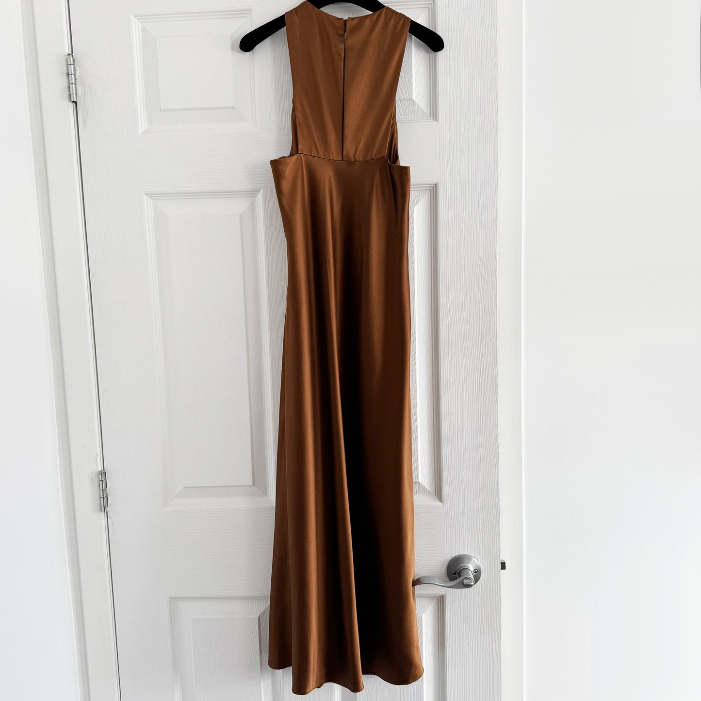 Tibi Heavy Satin Midi Bias Dress in Bronze, size 00