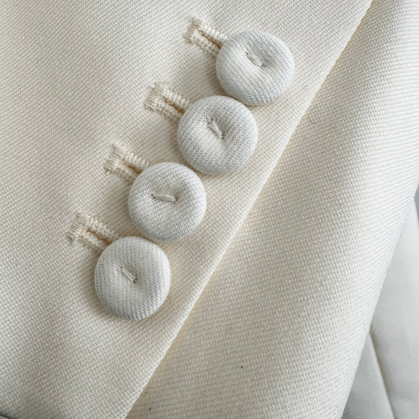 Tibi "Liam" Bond Wool Blazer w Detached Lapel in Ivory, size large