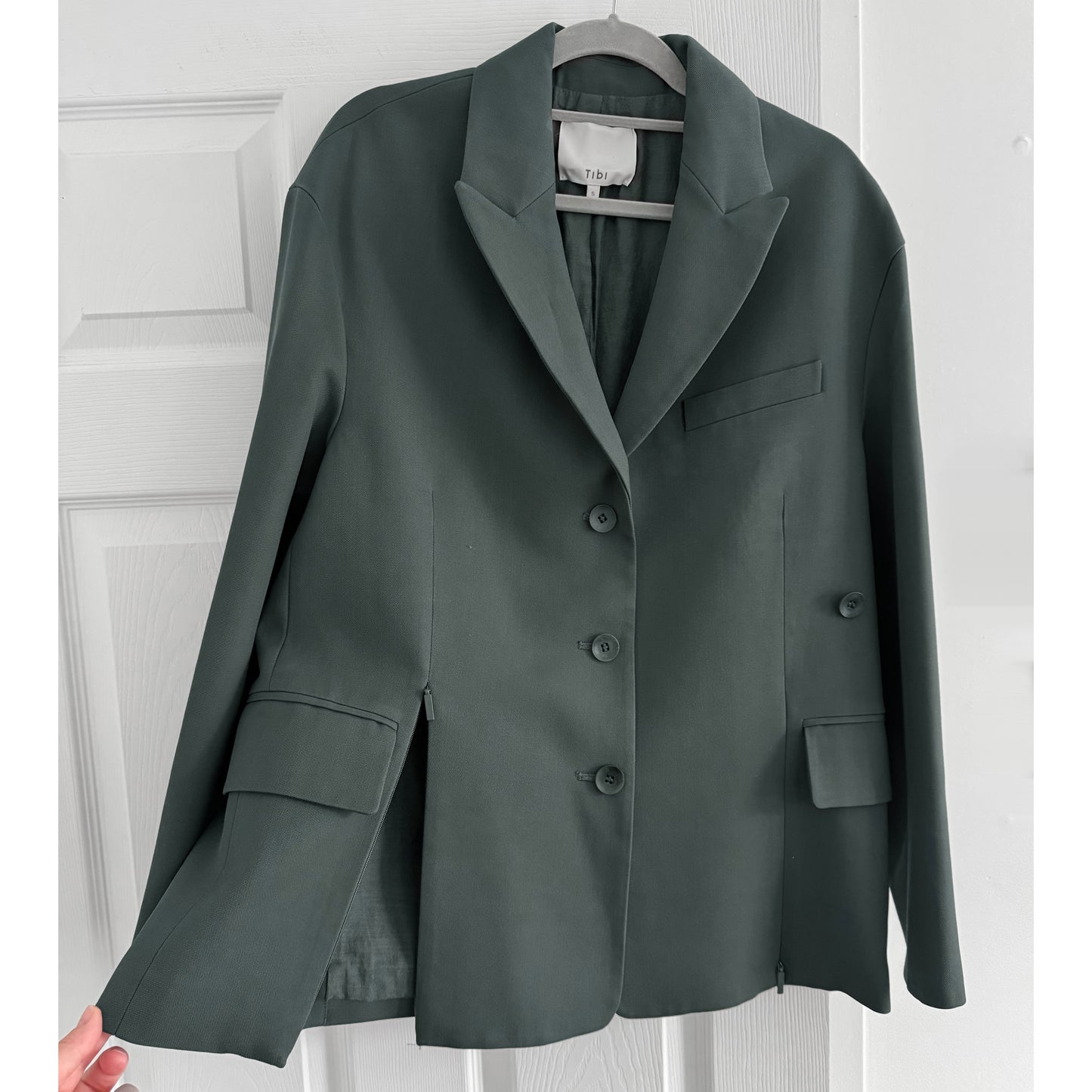 Tibi Grain de Poudre "Liam" Blazer in Grey Pine, size Small