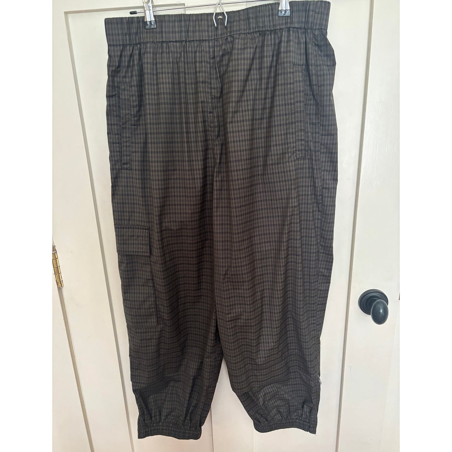 Tibi Menswear Tech Poly Pull On Checked Jogger, size Large