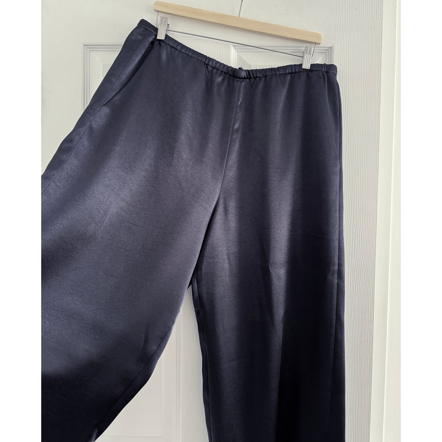 Tibi Summer Satin Pants in Navy, size XL