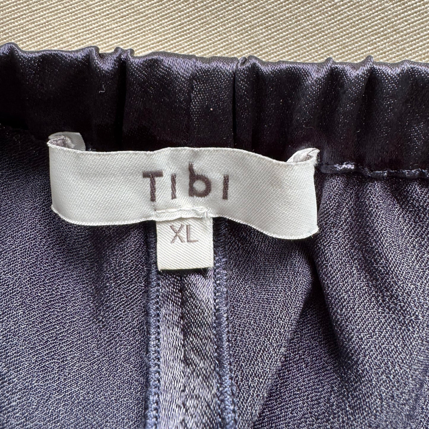 Tibi Summer Satin Pants in Navy, size XL