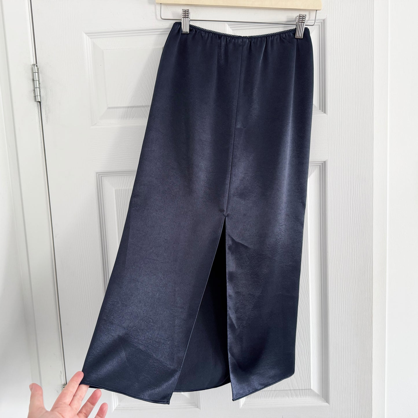Tibi Navy Satin Slip Skirt, size XXS