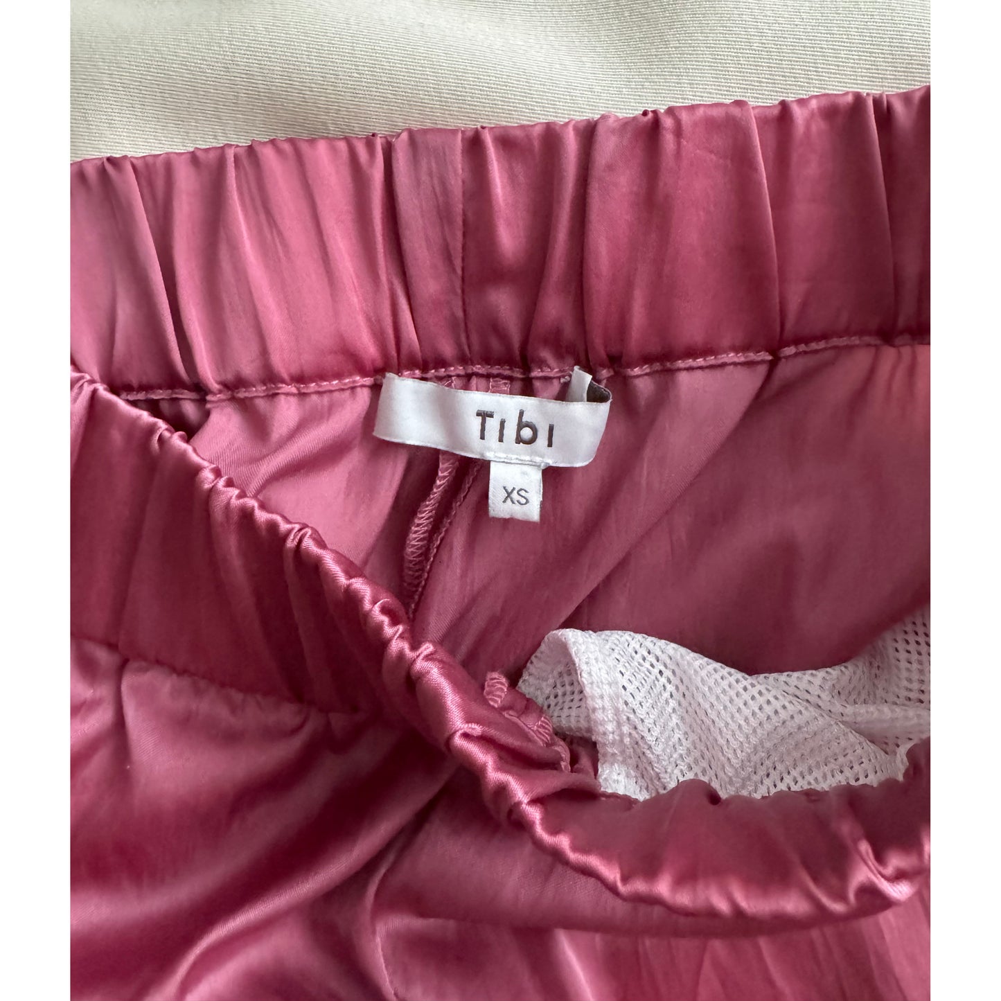 Tibi "Wilt" Silky Nylon Jogger in Rose Pink, size XS