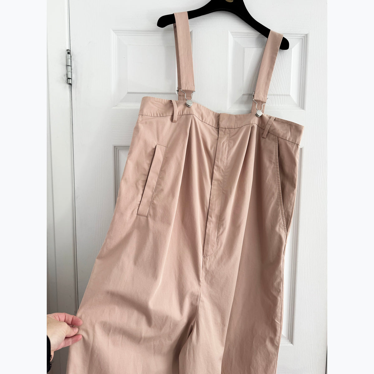 Tibi Bio Twill Overall Wide Leg Pant in "Cameo Pink", size 12