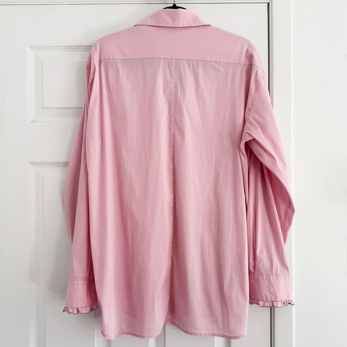 Tibi Lightweight Cotton/Nylon Easy Tuxedo Shirt in Pink, size Small