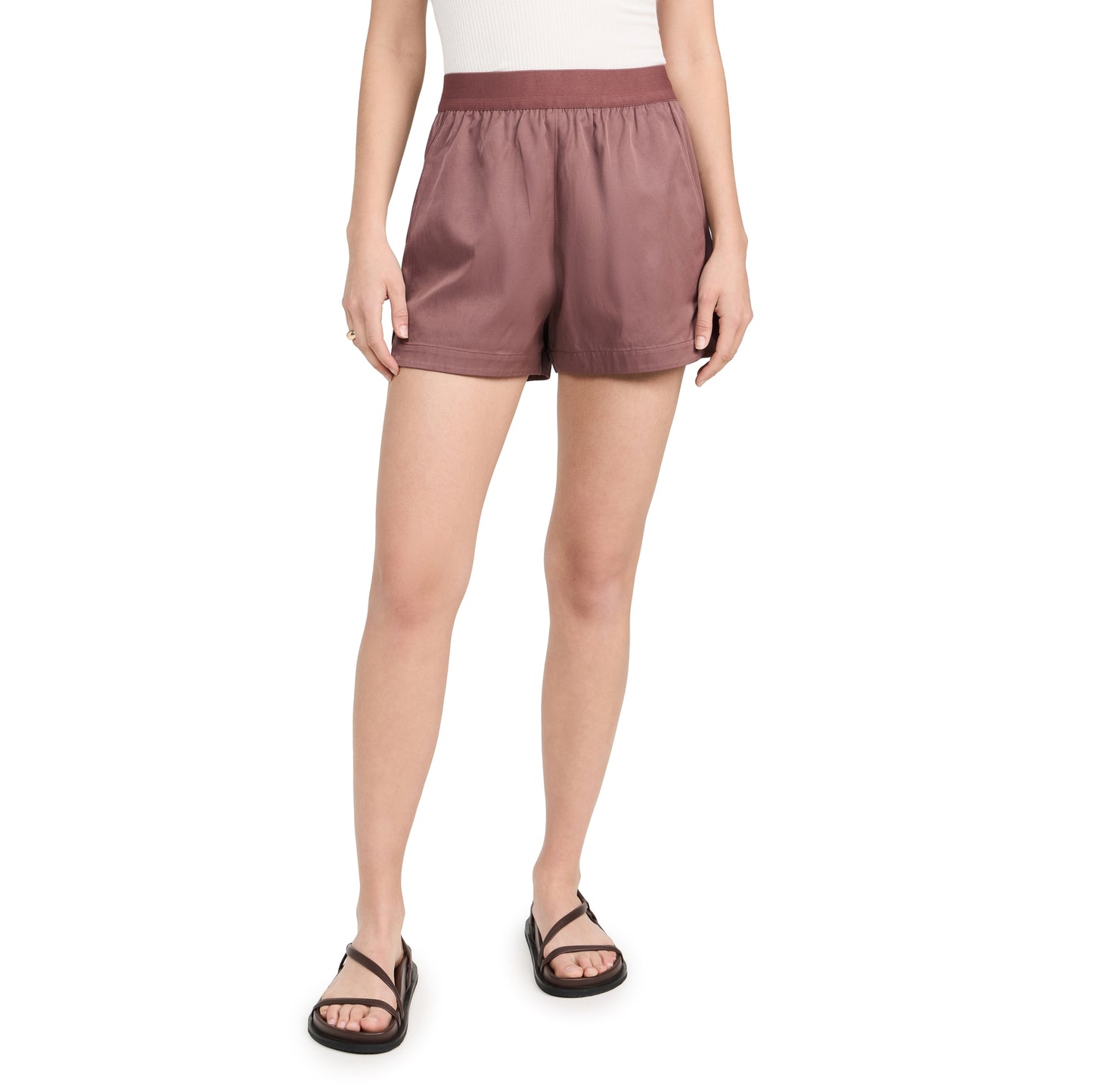 Tibi Drapey Suiting Pull On Shorts in "Cinnamon", size Large
