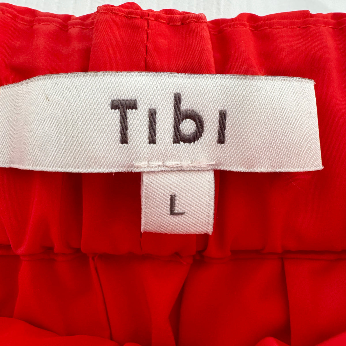 Tibi Italian Sporty Nylon Pleated Pull On Maxi Skirt in Red, size large