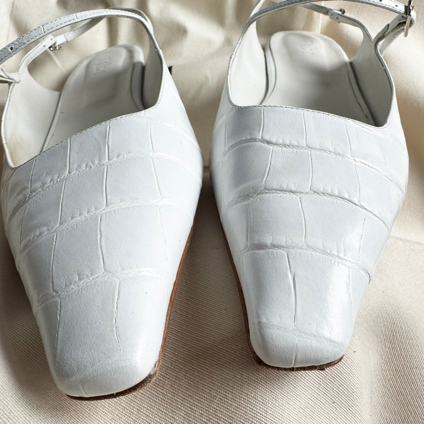 Tibi "Rudy" Croc Print Flat in White, size 42
