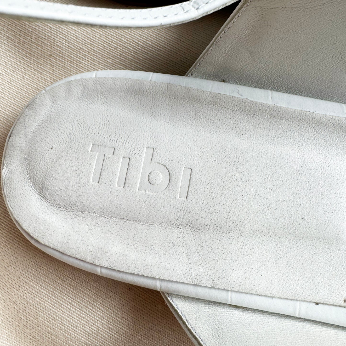 Tibi "Rudy" Croc Print Flat in White, size 42
