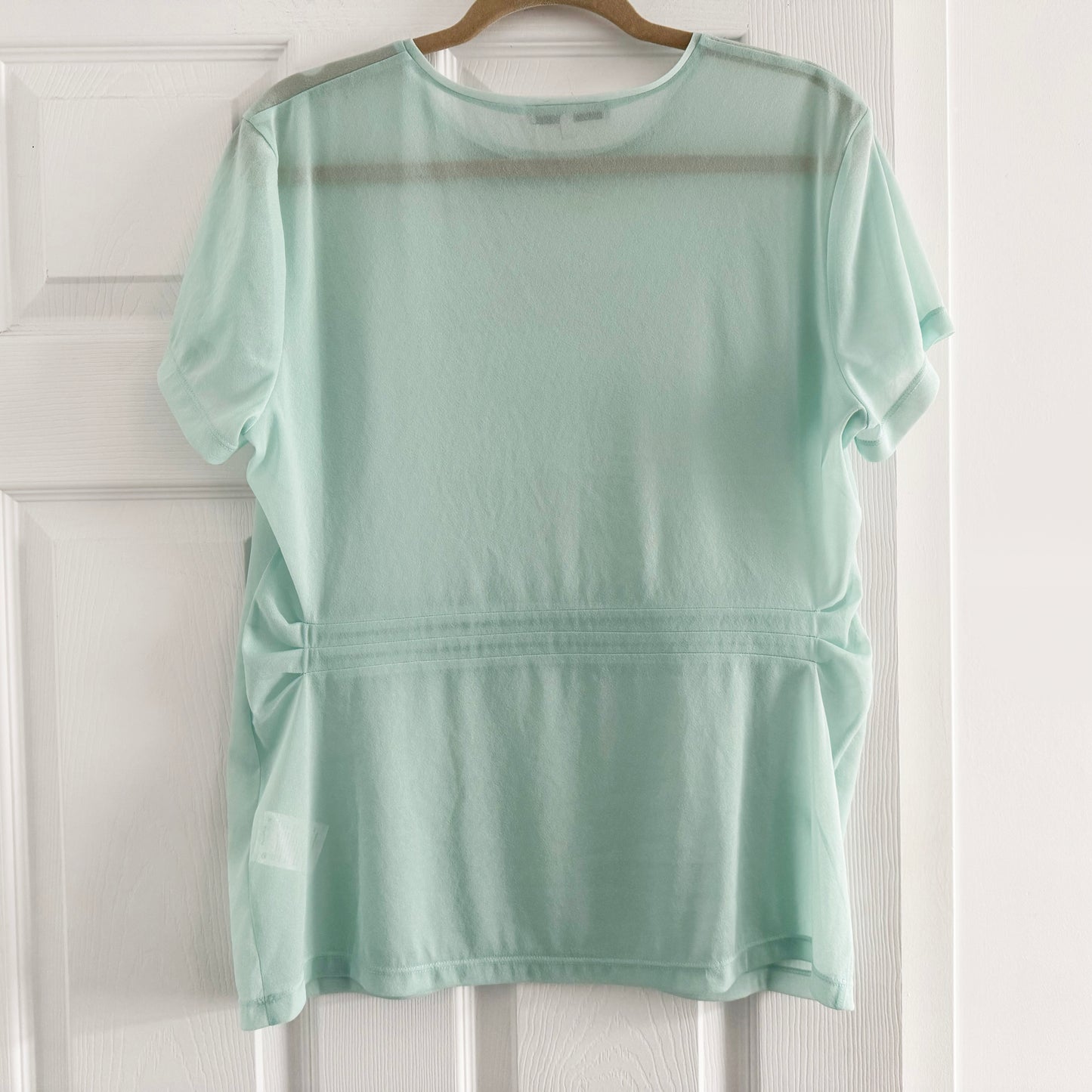 Tibi Sheer Gauze Baby T-Shirt in Mint, size XL