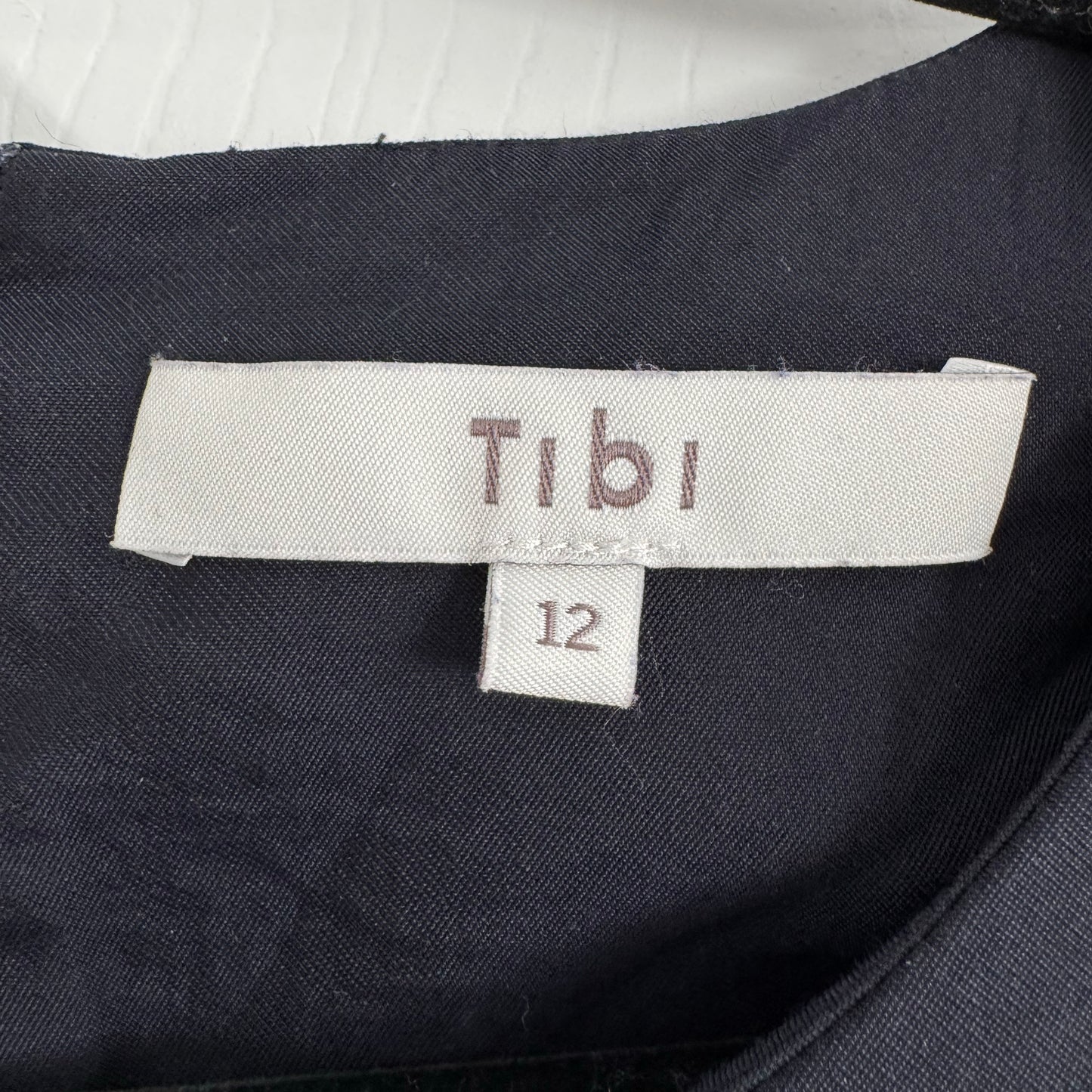 Tibi Viscose Plainweave Asymmetric Flap Snap Dress in Navy, size 12