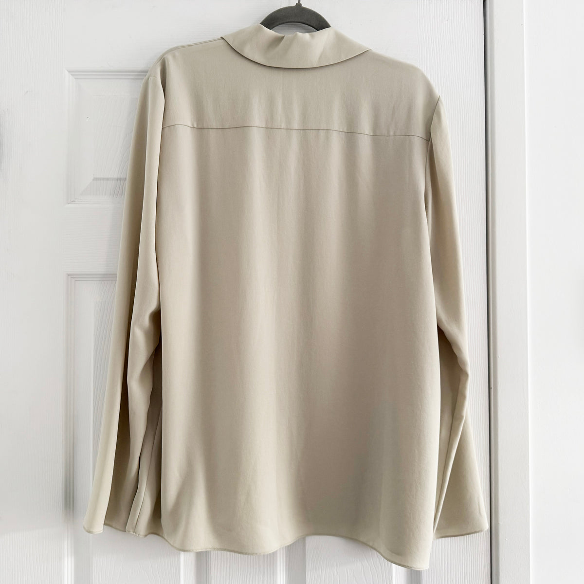 Tibi Soft Drape Slim Shirt in Dune, size 14