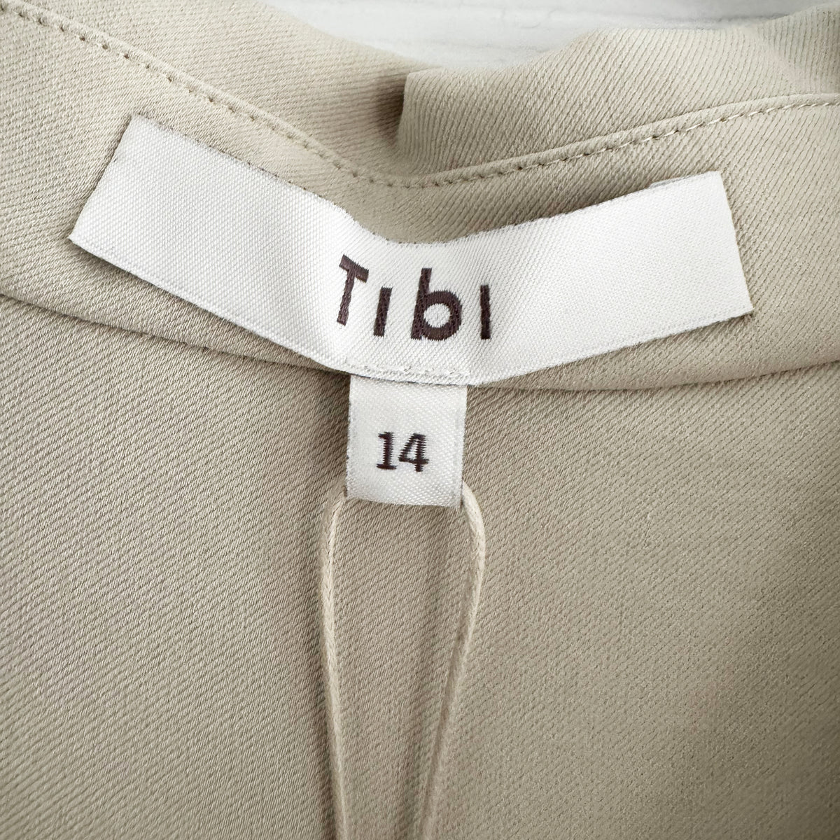 Tibi Soft Drape Slim Shirt in Dune, size 14