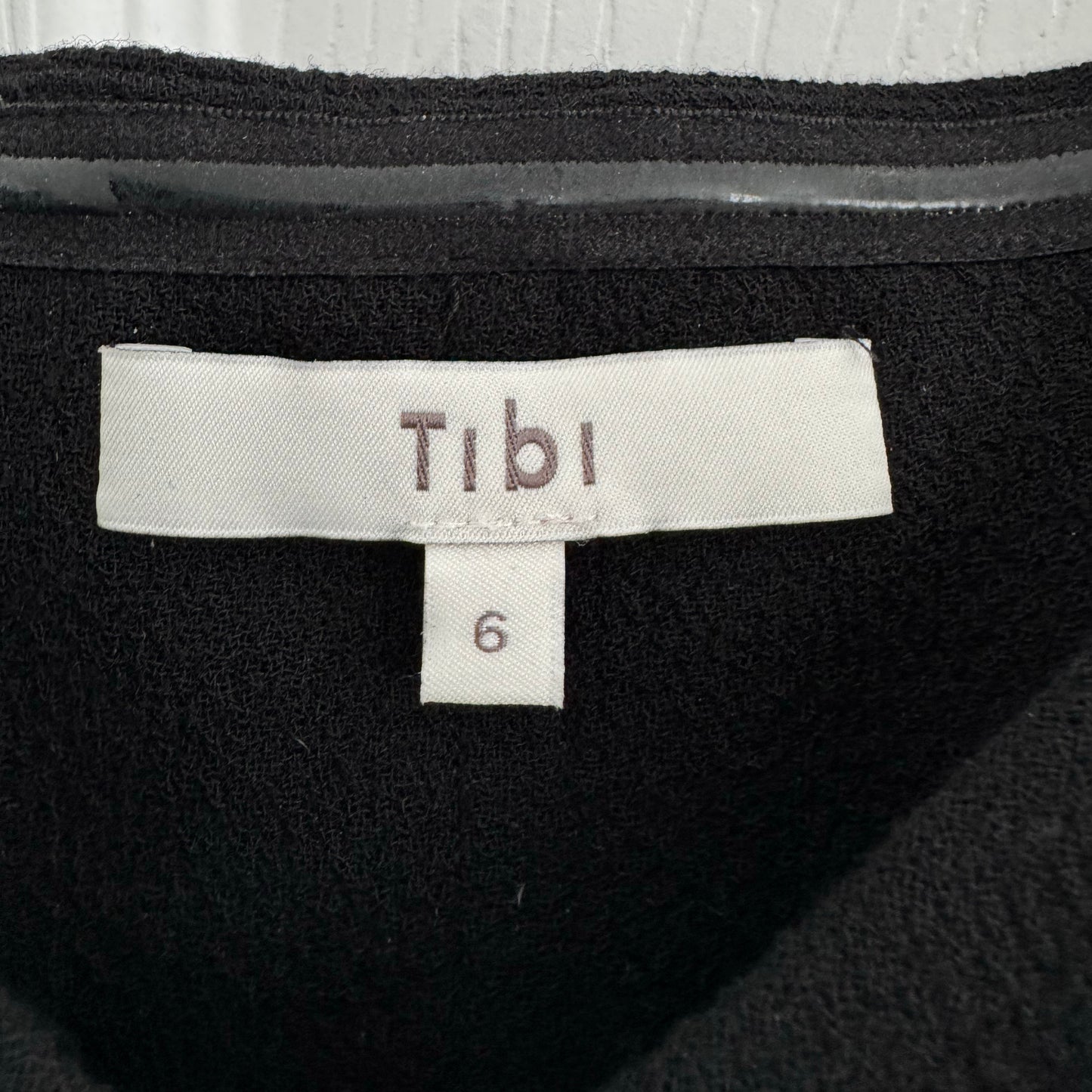 Tibi Melee Crepe Strapless Top in Black, size 6