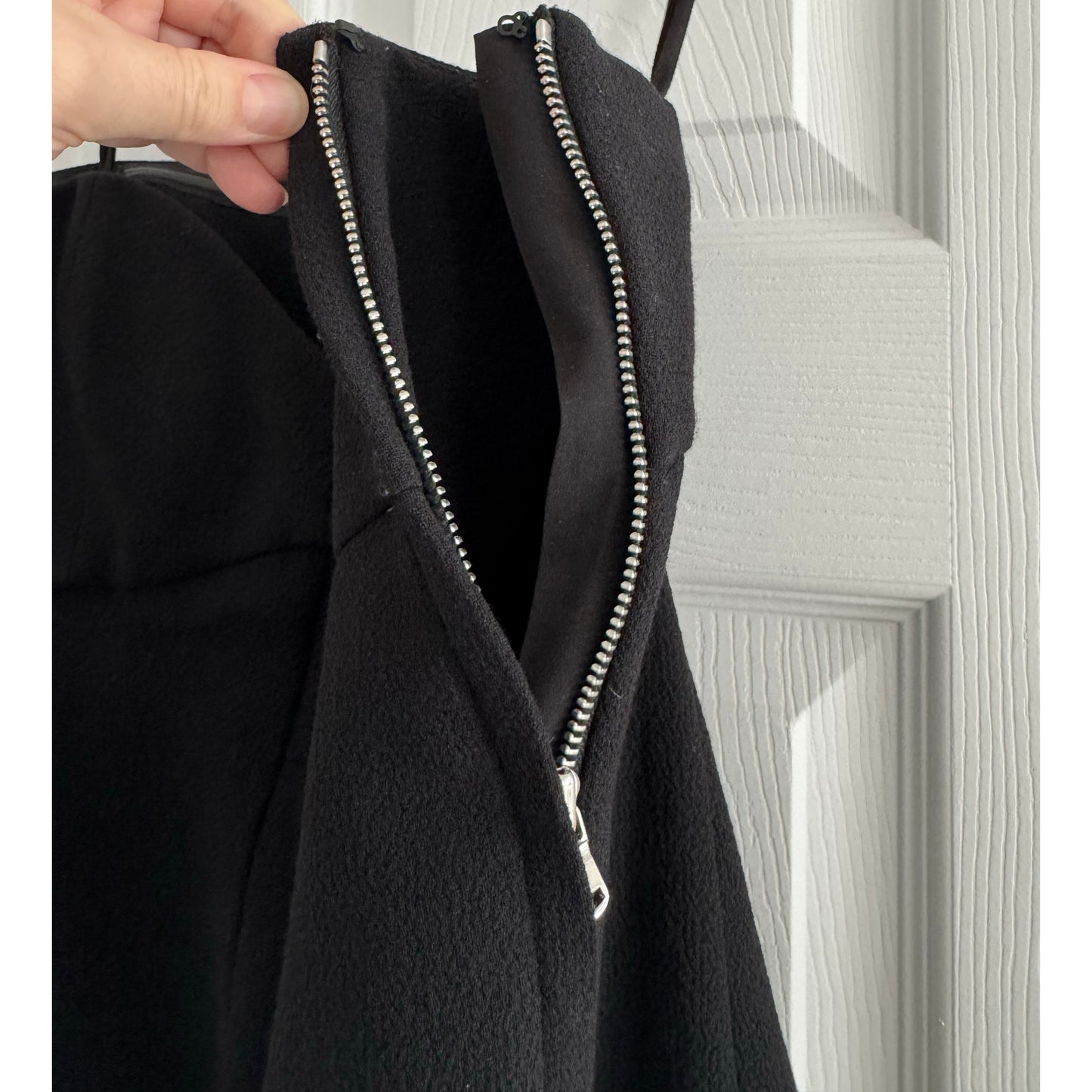 Tibi Melee Crepe Strapless Top in Black, size 6