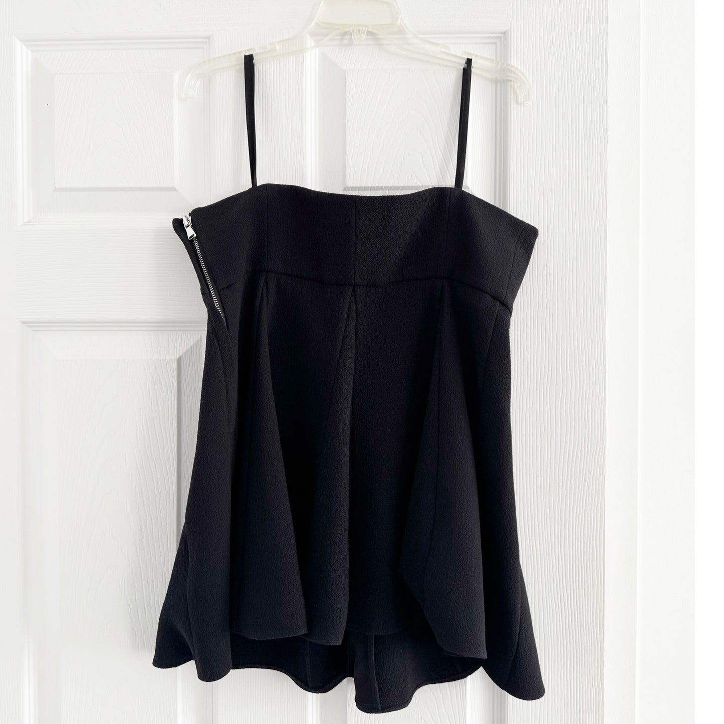 Tibi Melee Crepe Strapless Top in Black, size 6